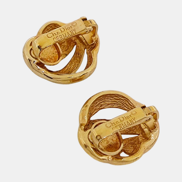 Twist Round Metal Gold Clip On Earrings