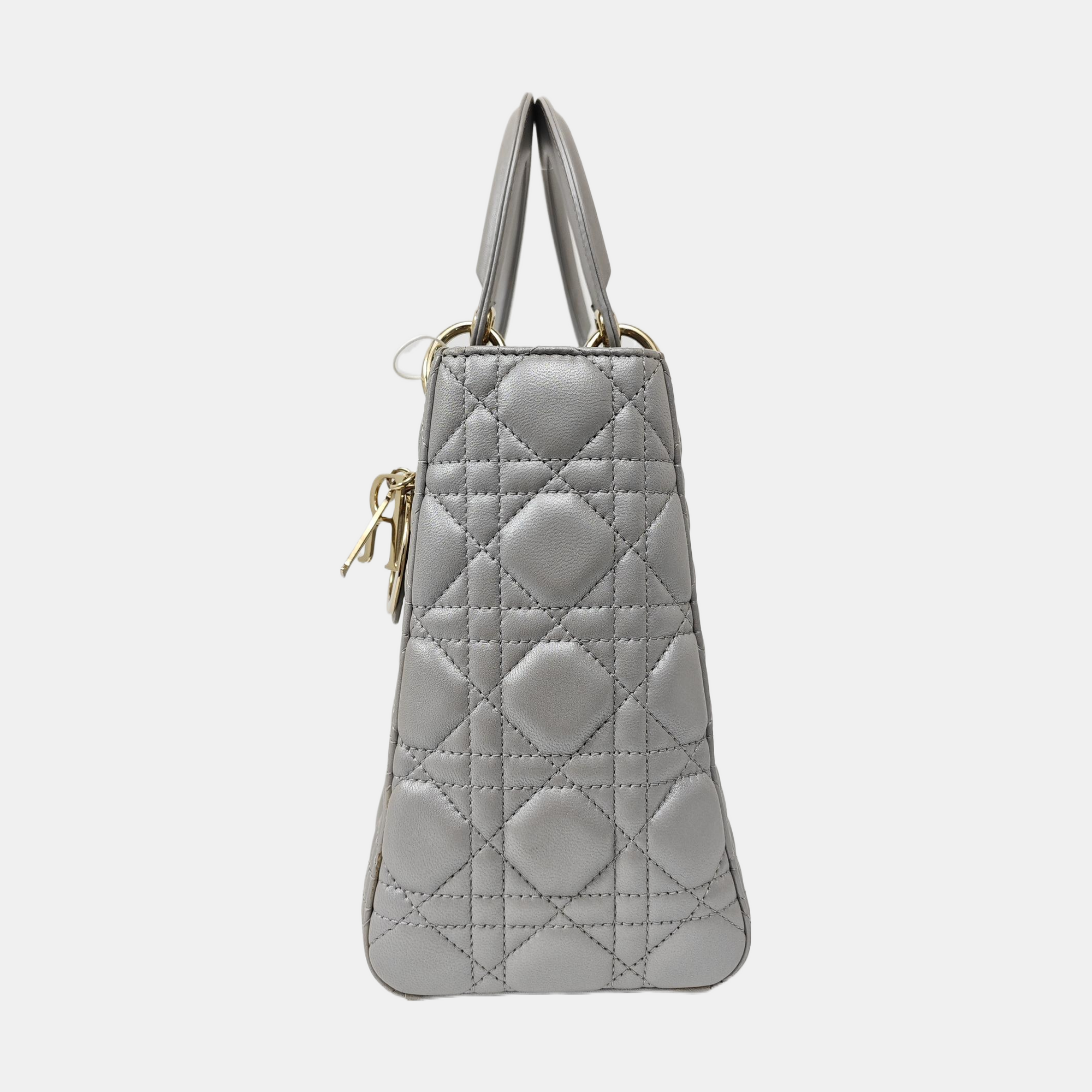 Lady Dior Medium Quilted Lambskin Gray