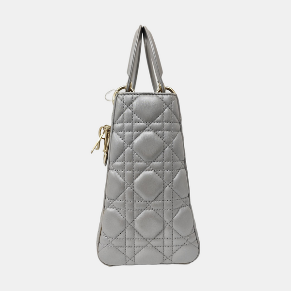 Lady Dior Medium Quilted Lambskin Gray