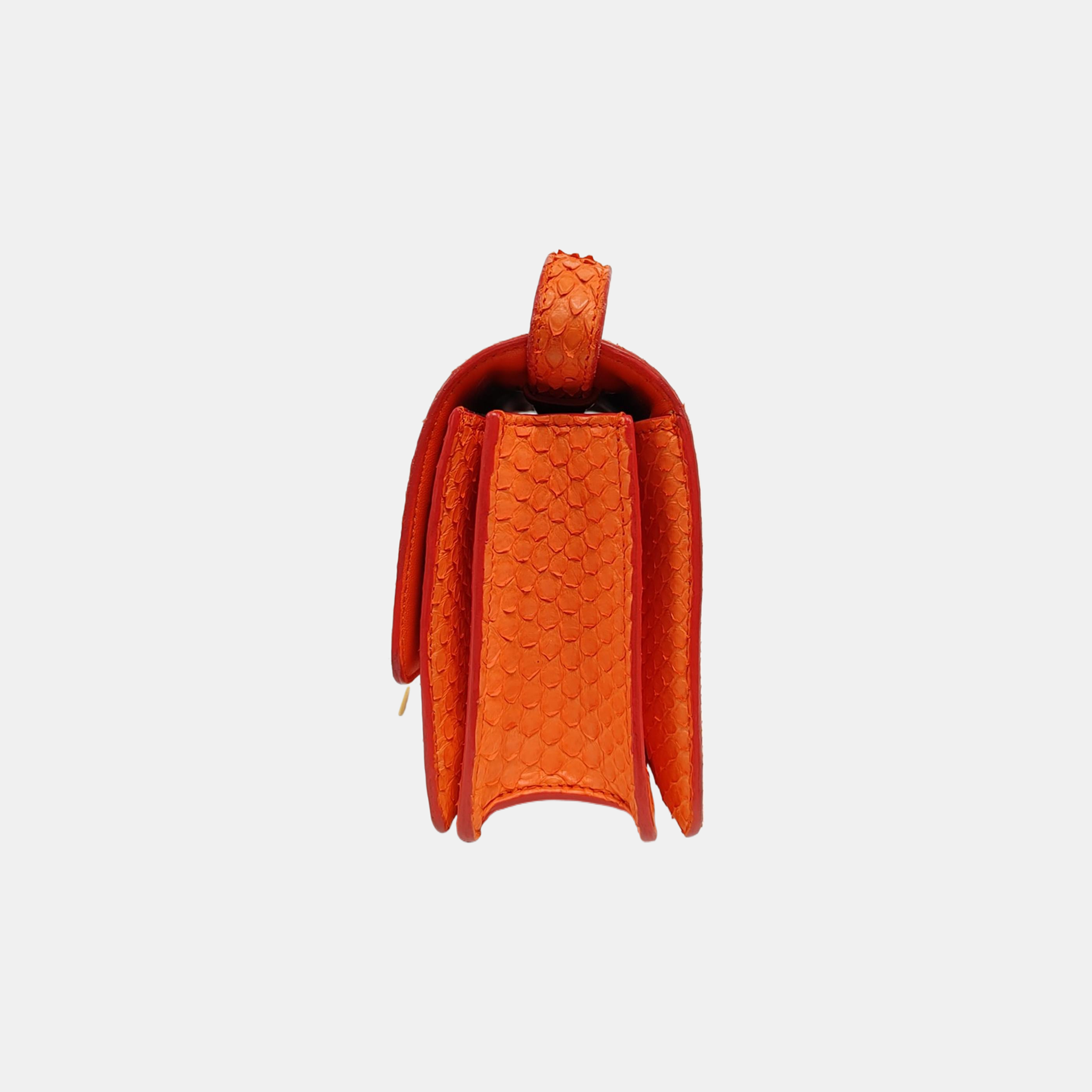 Authenticated pre-owned  CLASSIC BOX Mini Python Orange - Shoulder Bag at Looply