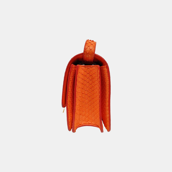 Authenticated pre-owned  CLASSIC BOX Mini Python Orange - Shoulder Bag at Looply