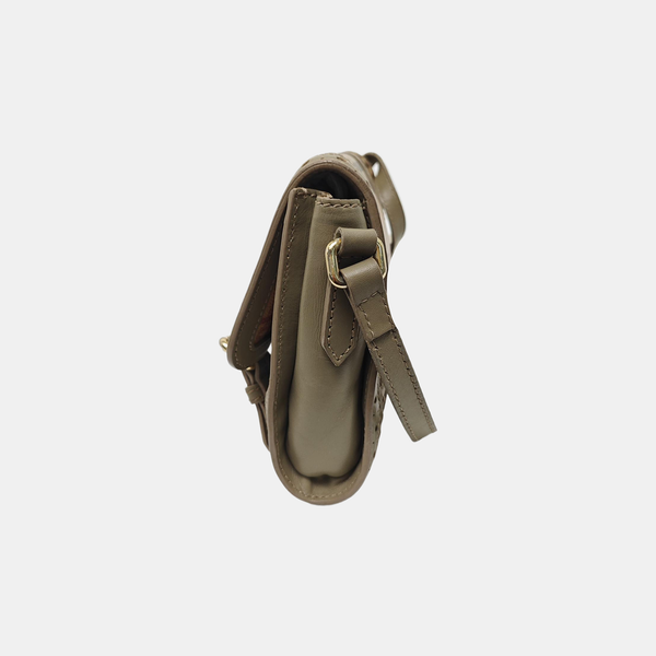 Coated Canvas Shoulder Bag Beige