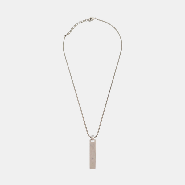 Dog Tag Metal Silver Necklace