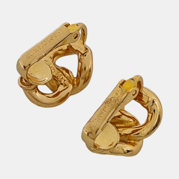 Twist Round Metal Gold Clip On Earrings