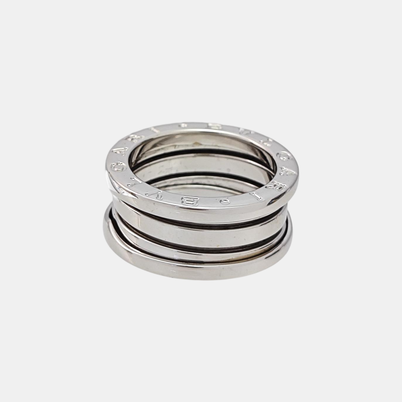 B.ZERO1 18k White Gold Silver Ring EU 49