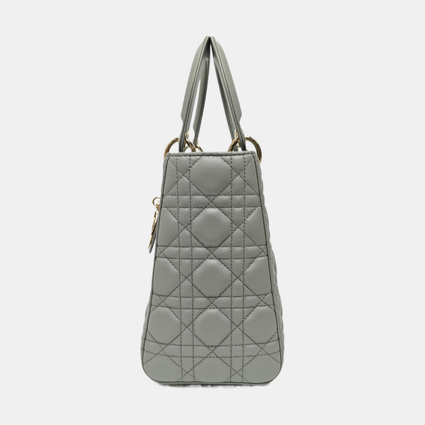 Lady Dior Medium Cannage Lambskin Gray