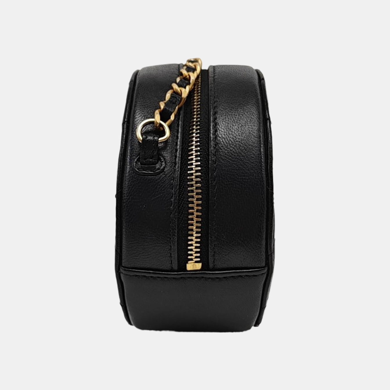 ROUND Mini Quilted Lambskin Black