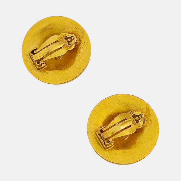 Vintage Metal Gold Clip On Earrings