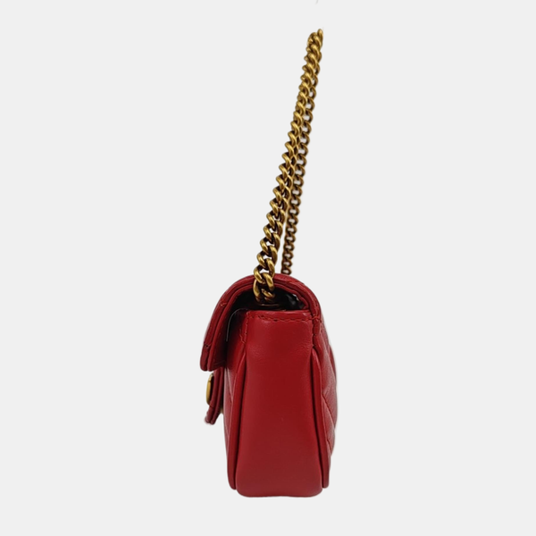 GG Marmont Super Mini Quilted Calfskin Red