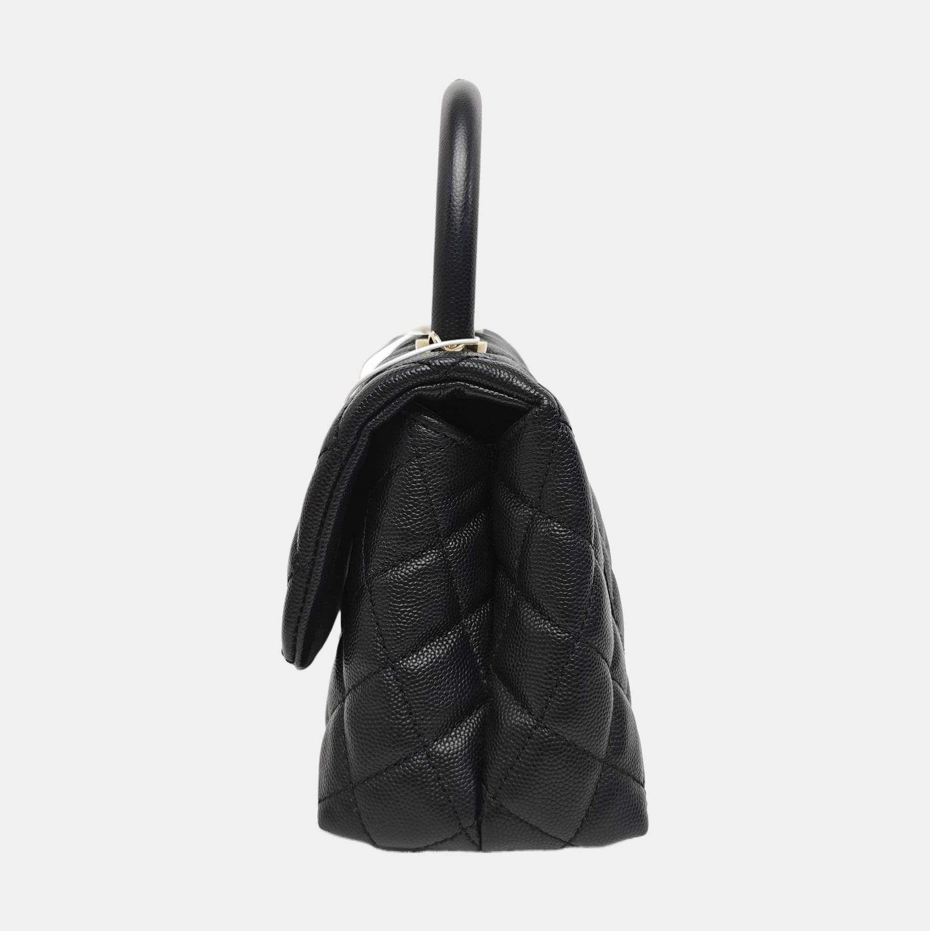 COCO HANDLE Small Quilted Grained Calfskin Black