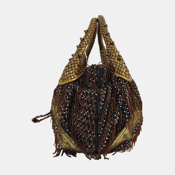 Special Material Top Handle Bag Brown