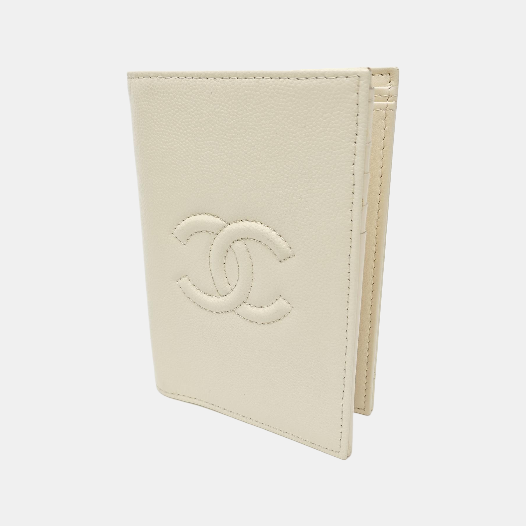 Quilted Grained Calfskin Wallet Beige
