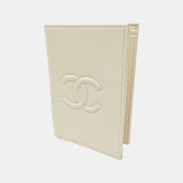 Quilted Grained Calfskin Wallet Beige