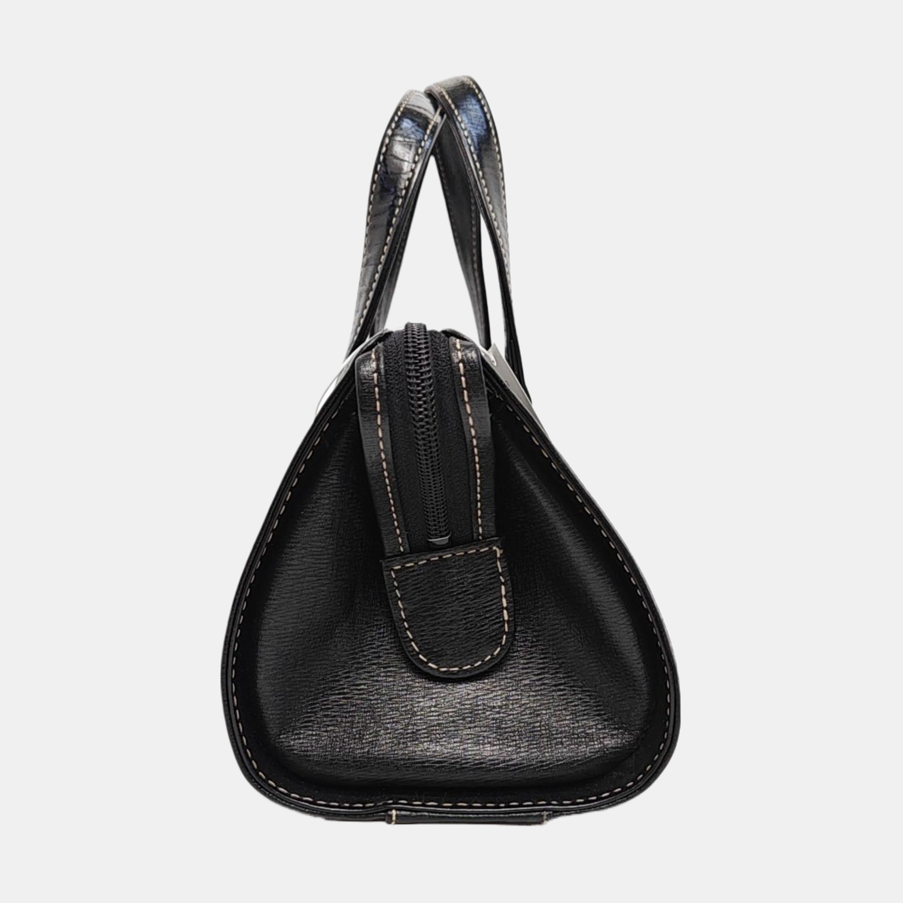Calfskin Top Handle Bag Black
