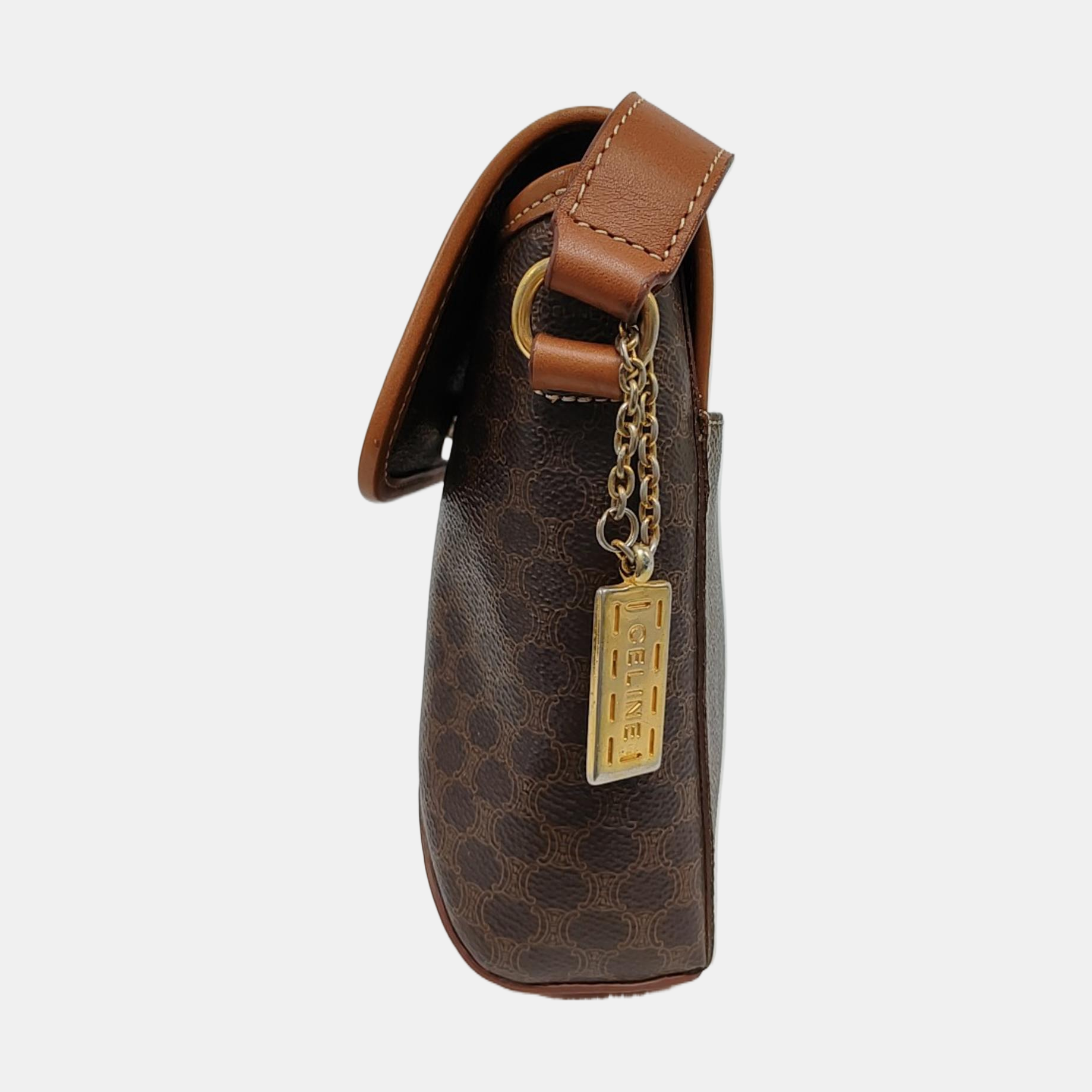 Coated Canvas Shoulder Bag Brown