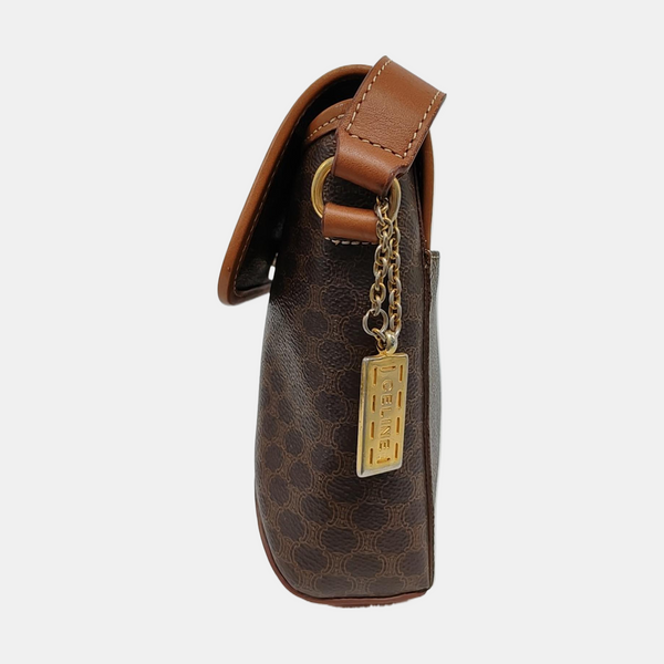 Coated Canvas Shoulder Bag Brown