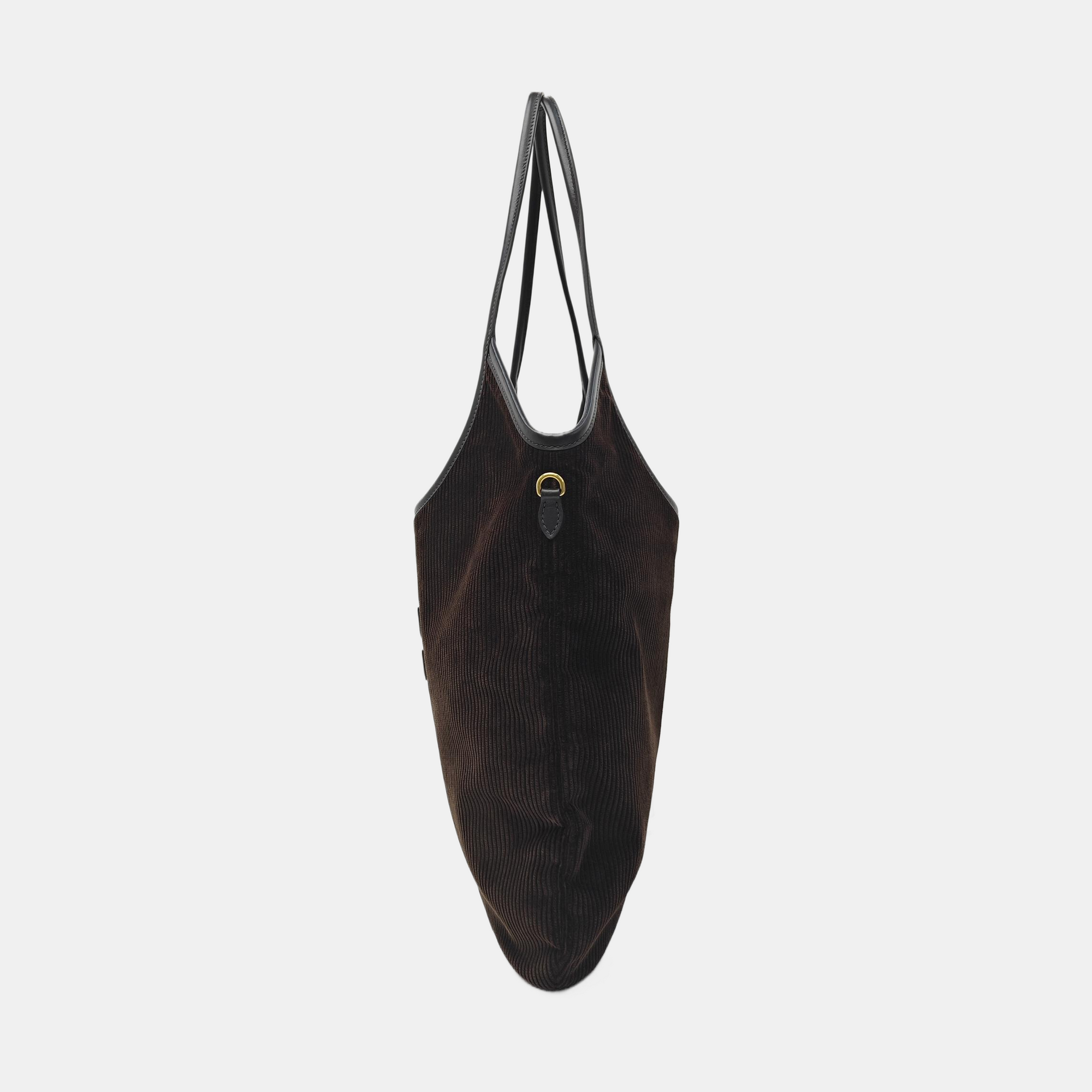 Corduroy Top Handle Bag Brown