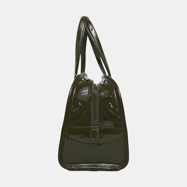 Patent Leather Top Handle Bag Green