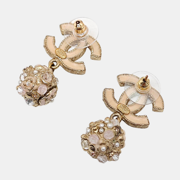 Metal Beige Stud Earrings