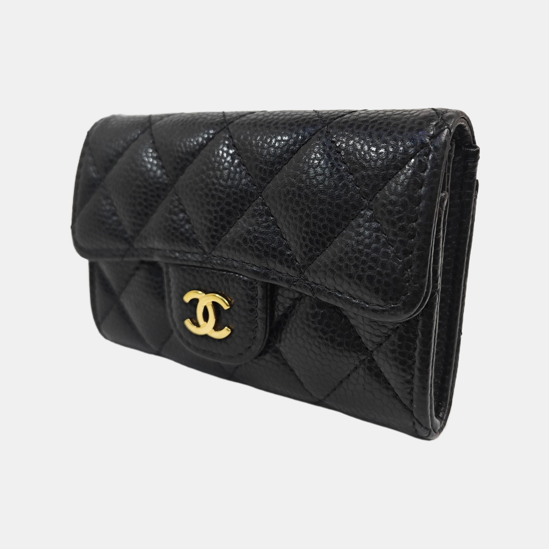 CLASSIC FLAP Quilted Grained Calfskin Black Wallet