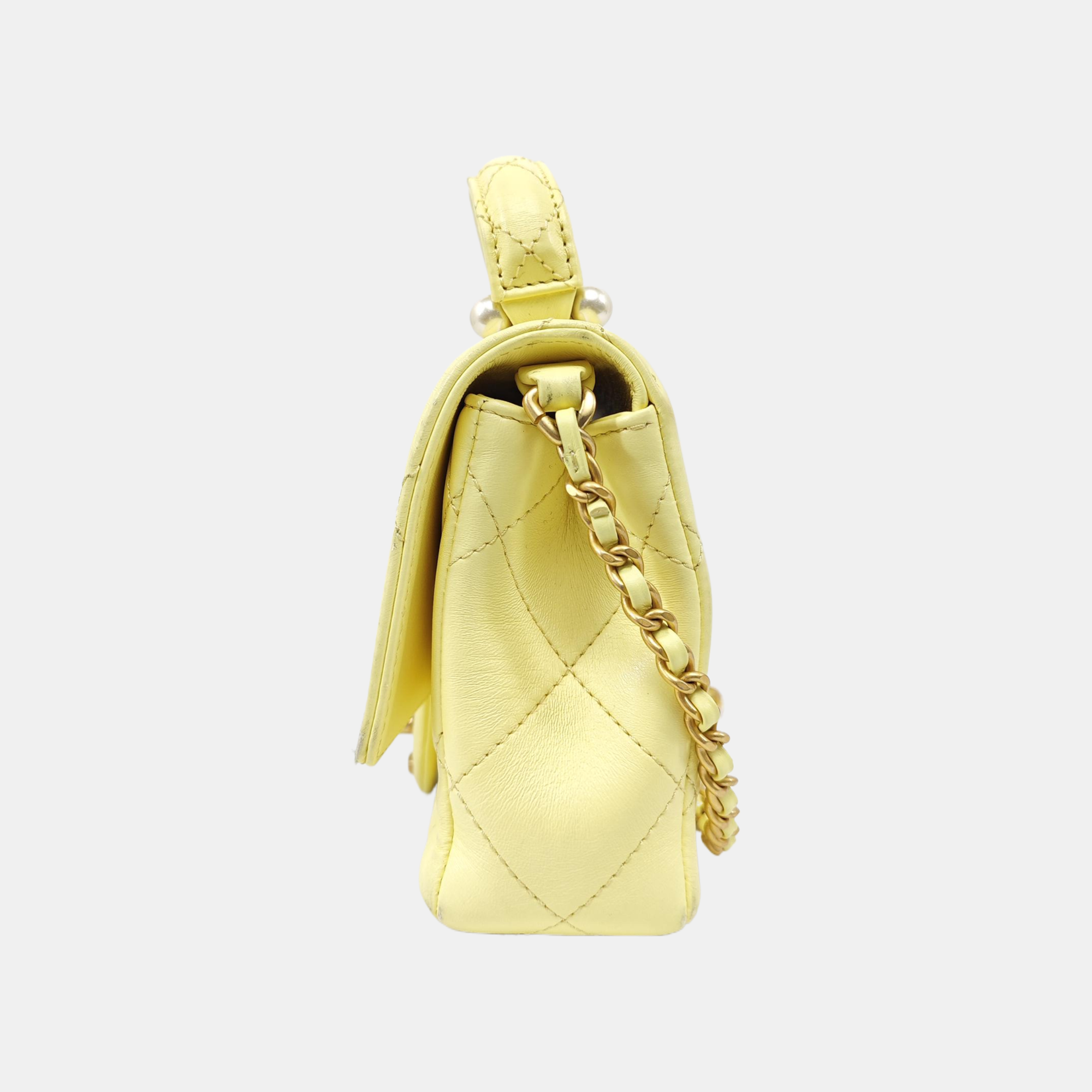 Quilted Lambskin Shoulder Bag Yellow