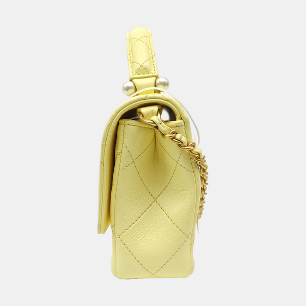 Quilted Lambskin Shoulder Bag Yellow