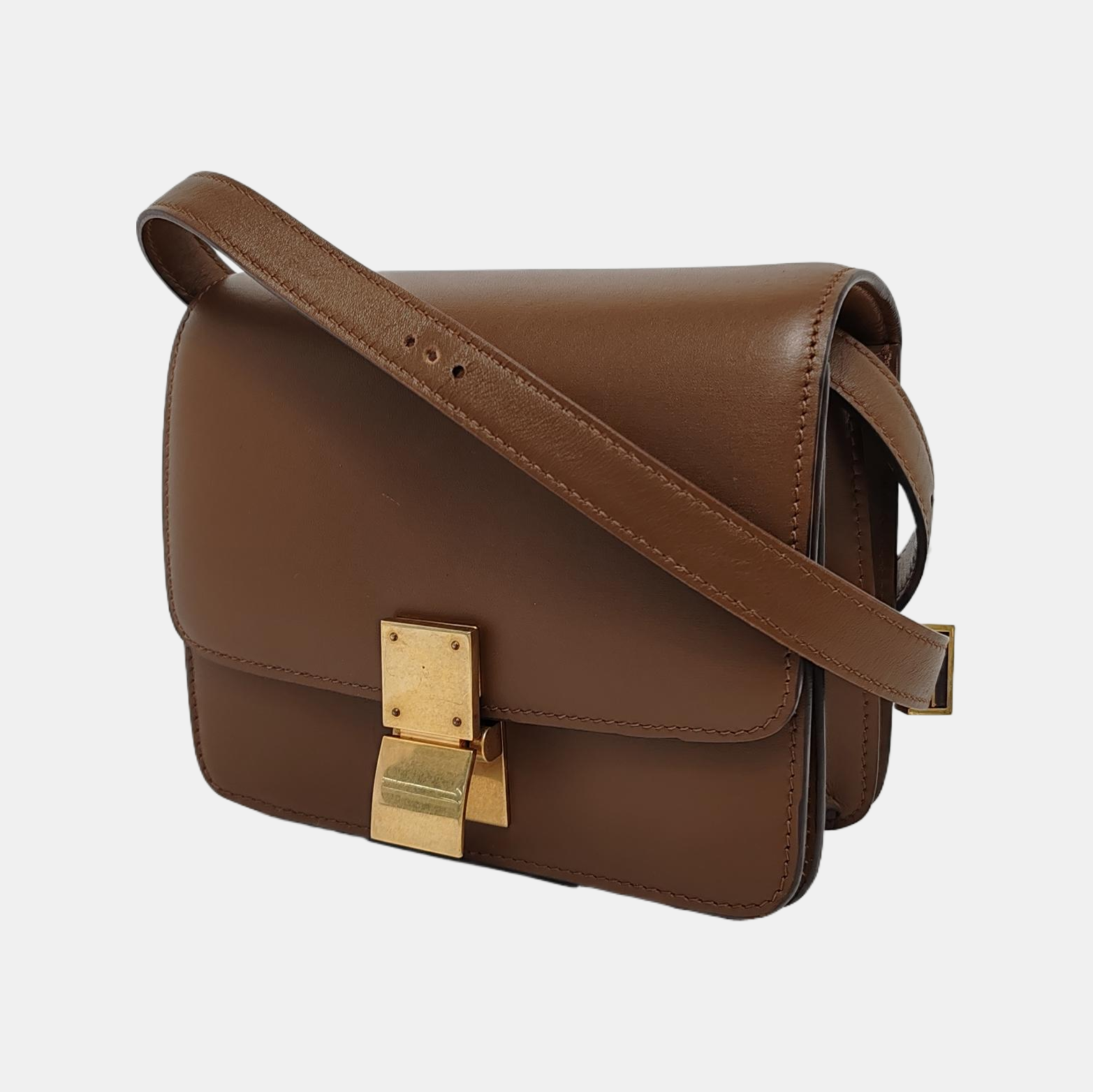 Authenticated pre-owned  CLASSIC BOX Mini Calfskin Brown - Shoulder Bag at Looply