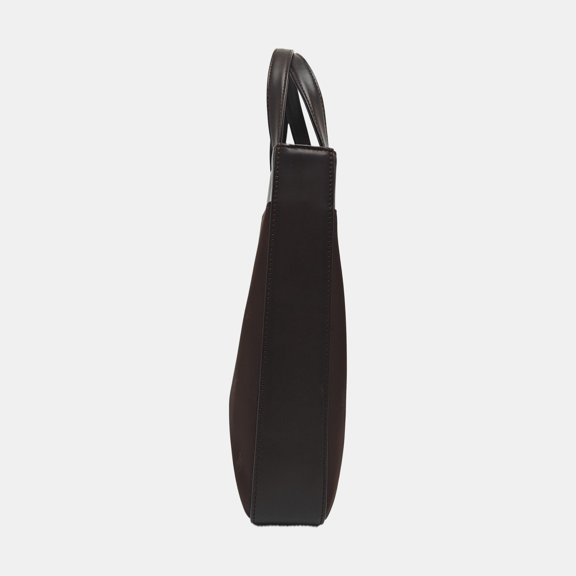 Fabric Top Handle Bag Brown