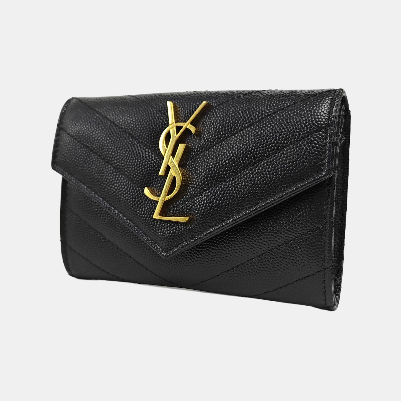 MONOGRAM Small Chevron Calfskin Black Wallet