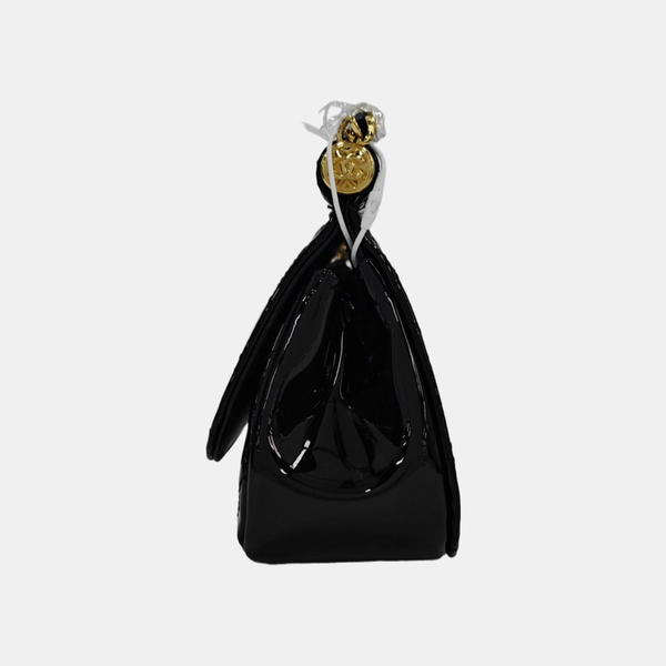 Quilted Patent Leather Shoulder Bag Black