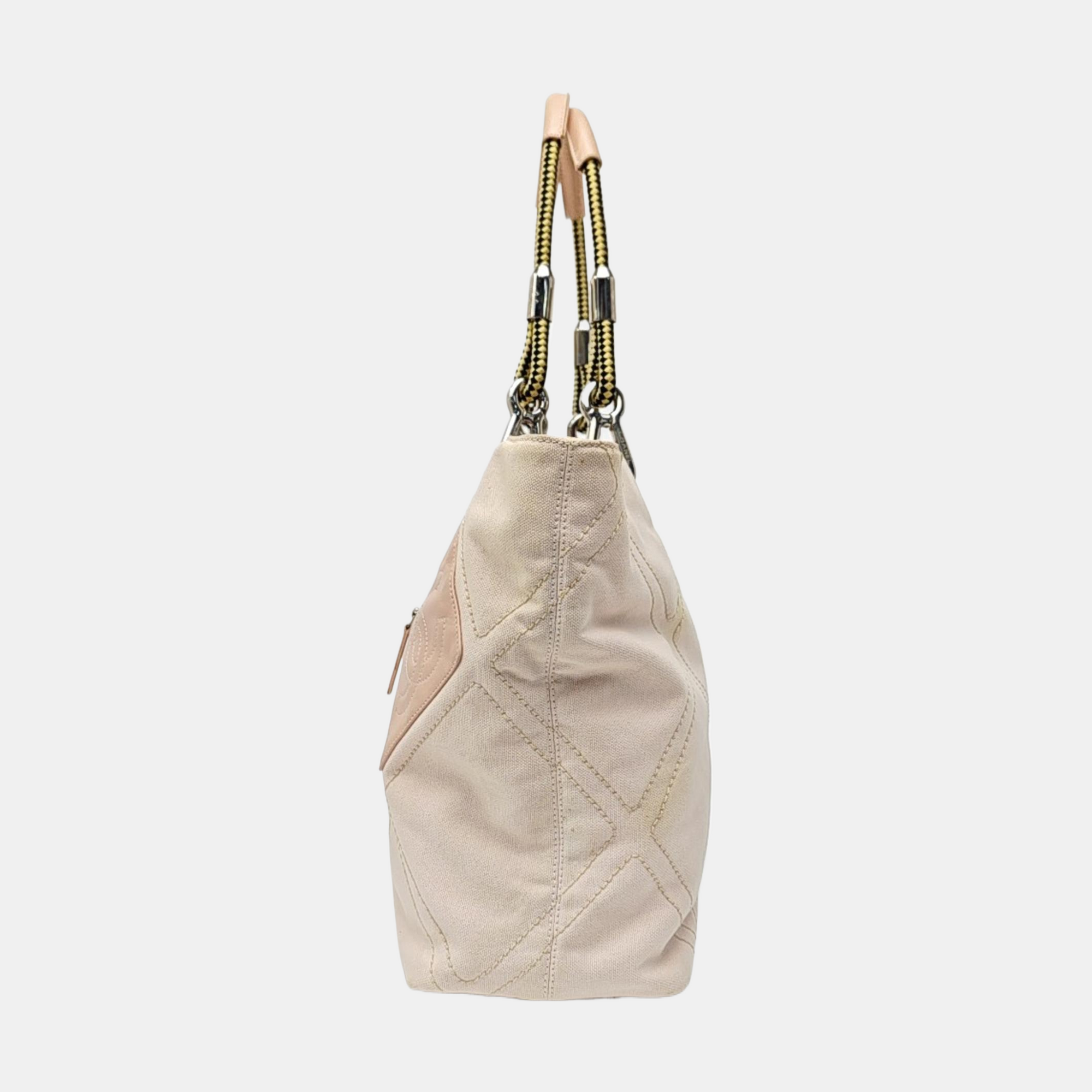 Quilted Canvas Tote Bag Pink