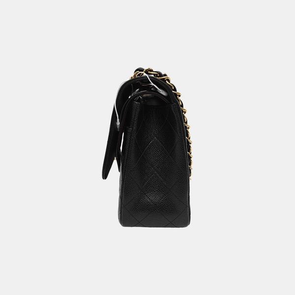 CLASSIC FLAP Jumbo Quilted Grained Calfskin Black