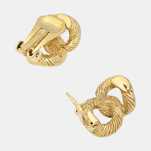 Twist Round Metal Gold Clip On Earrings