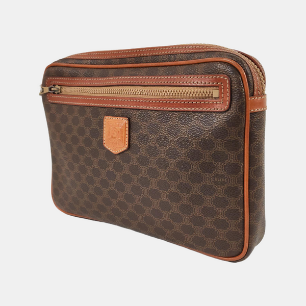 Authenticated pre-owned  MACADAM CLUTCHES Coated Canvas Brown - Clutch at Looply