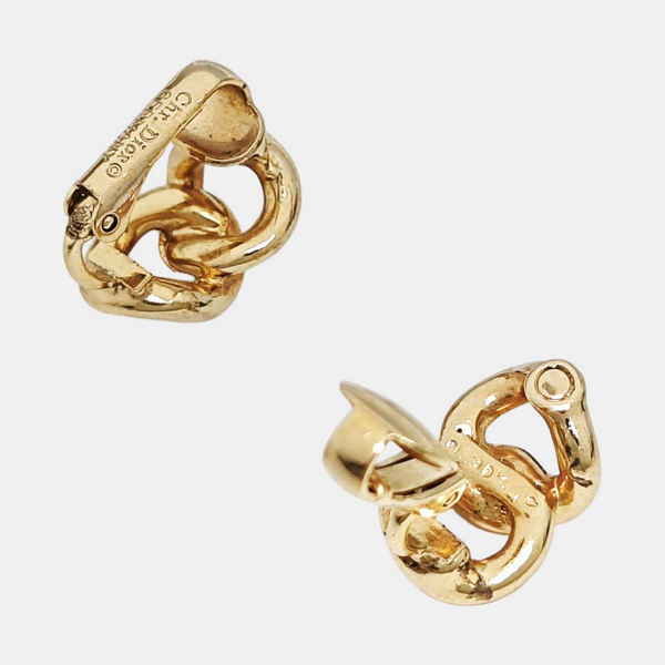 Twist Round Metal Gold Clip On Earrings