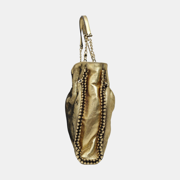 Fabric Top Handle Bag Gold