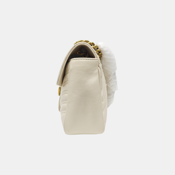 GG Marmont Medium Quilted Calfskin White