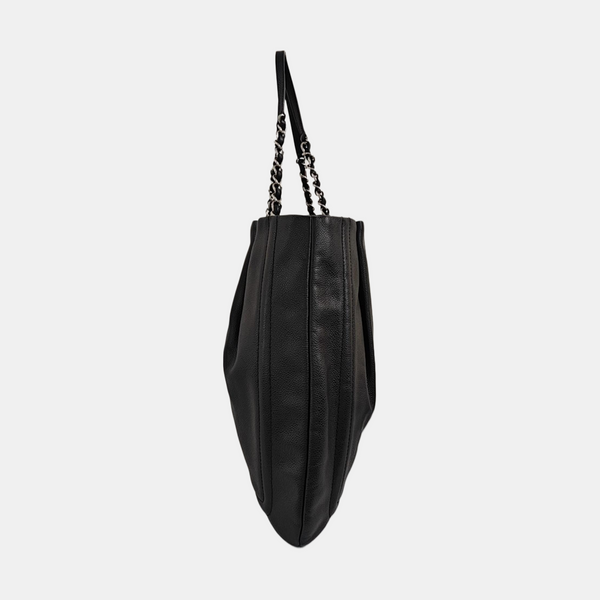 Grained Calfskin Tote Bag Black