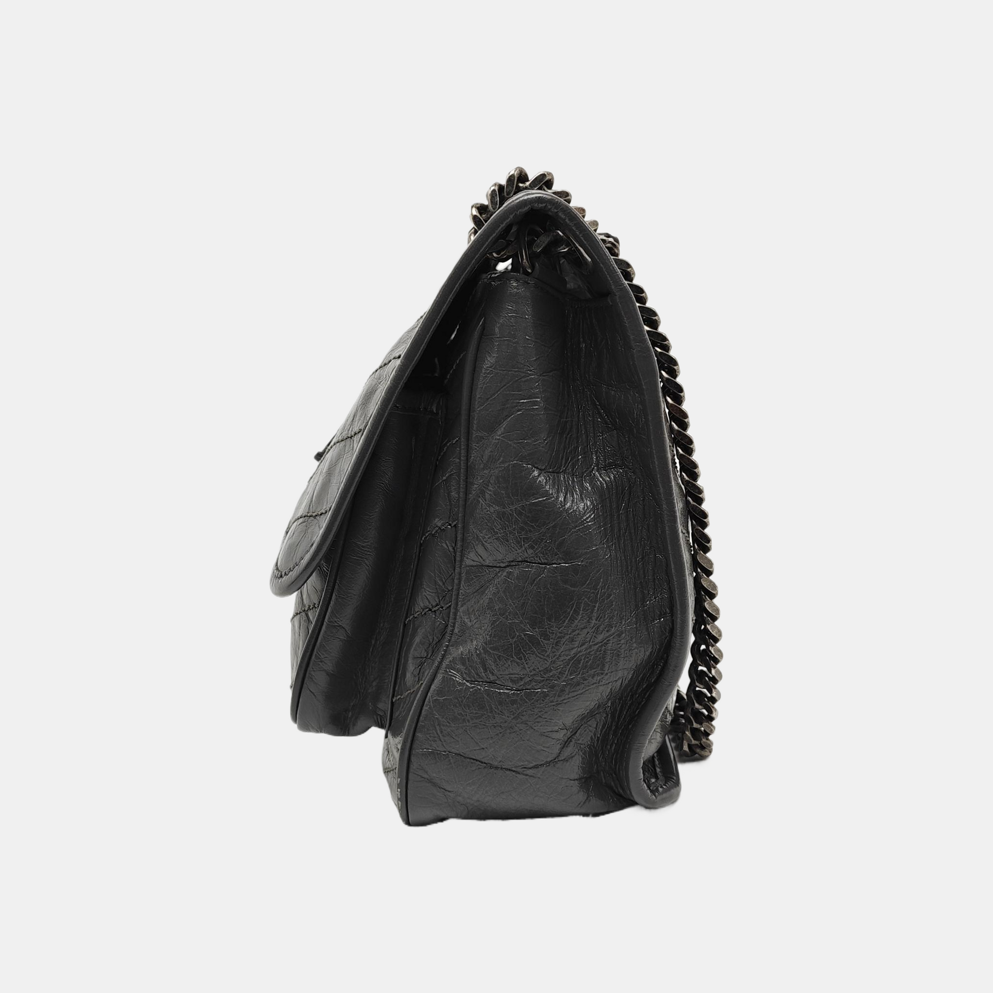 NIKI Medium Chevron Calfskin Gray