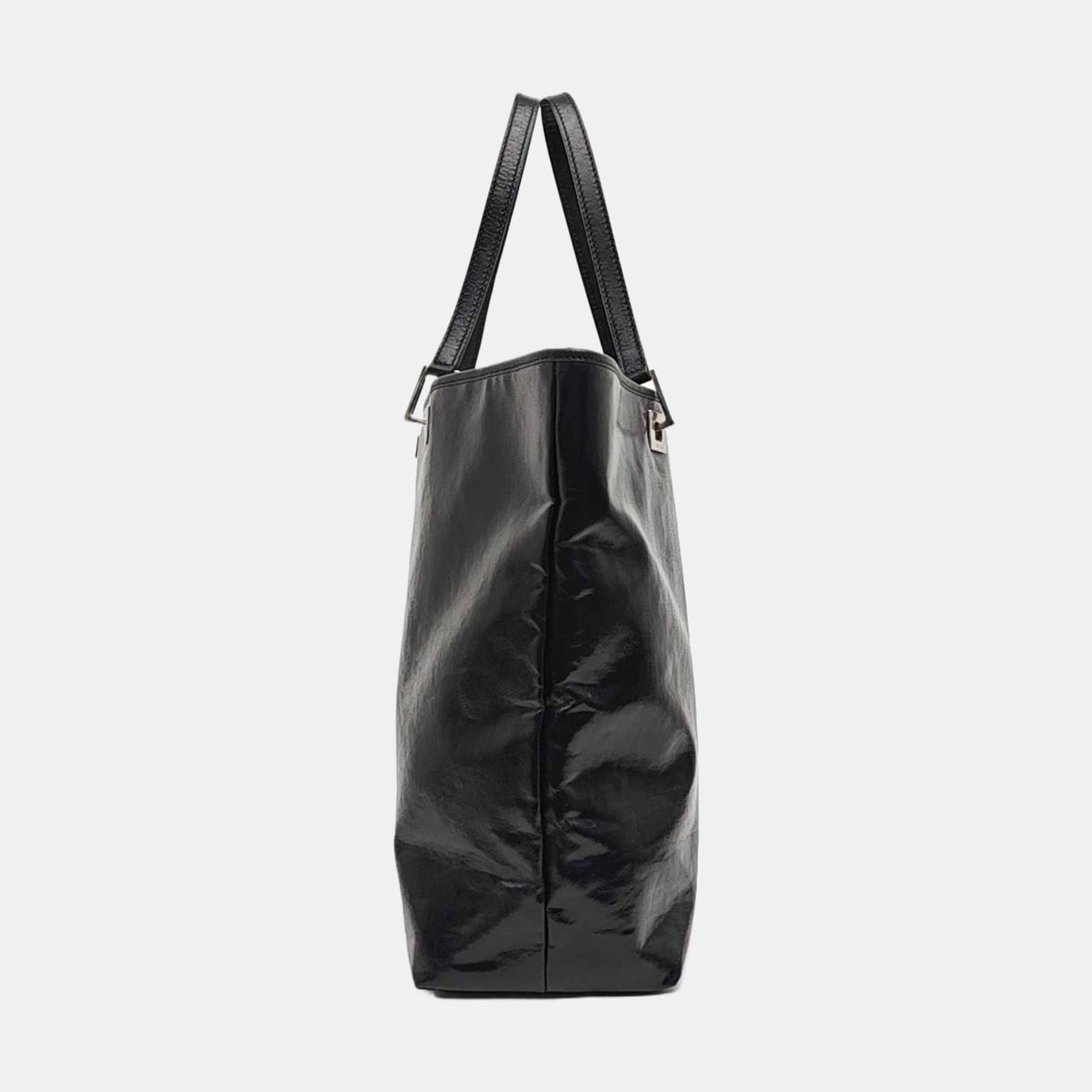 Patent Leather Top Handle Bag Black