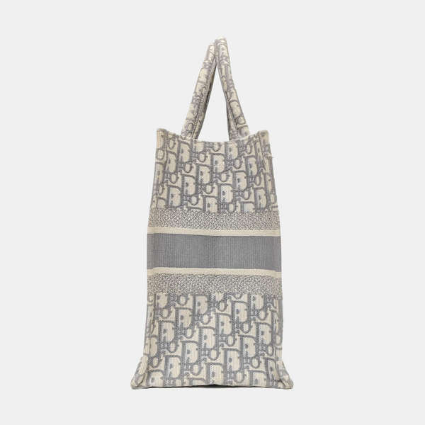 Book Tote Medium Oblique Canvas White