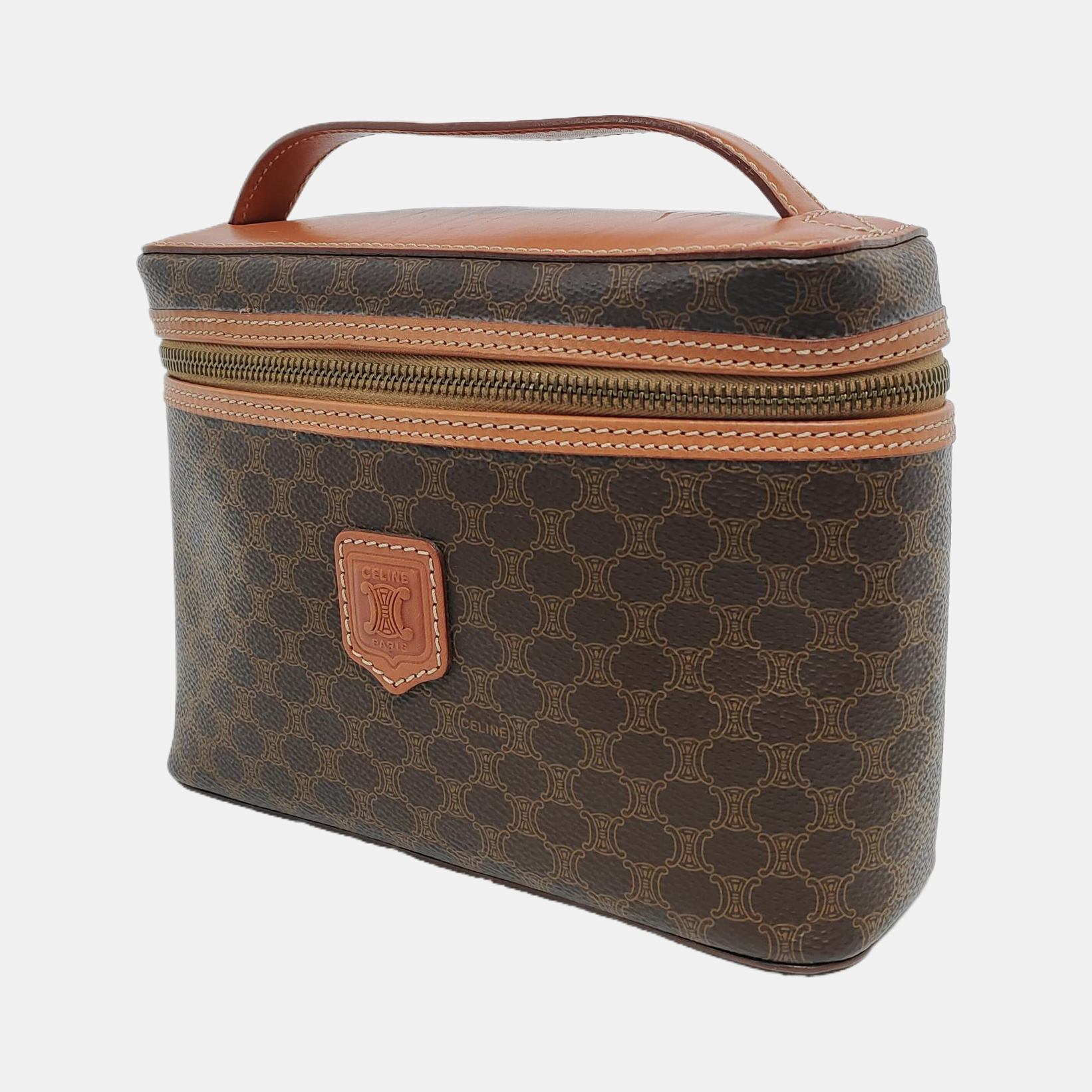 MACADAM TOP HANDLE COSMETIC BAGS Coated Canvas Brown