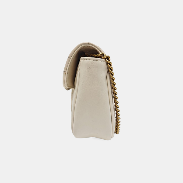 GG Marmont Mini Quilted Calfskin White