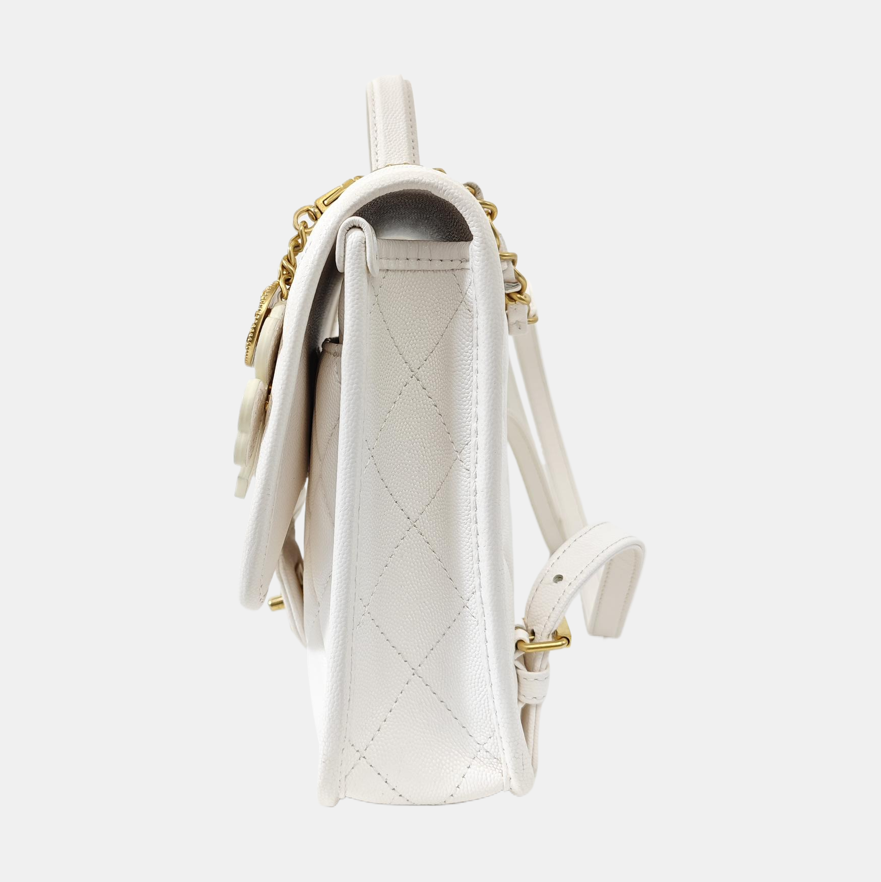 Quilted Calfskin Backpack White