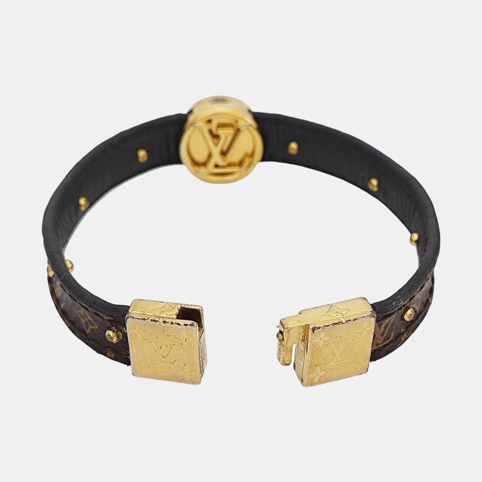 LV CIRCLE Leather Brown Bangle