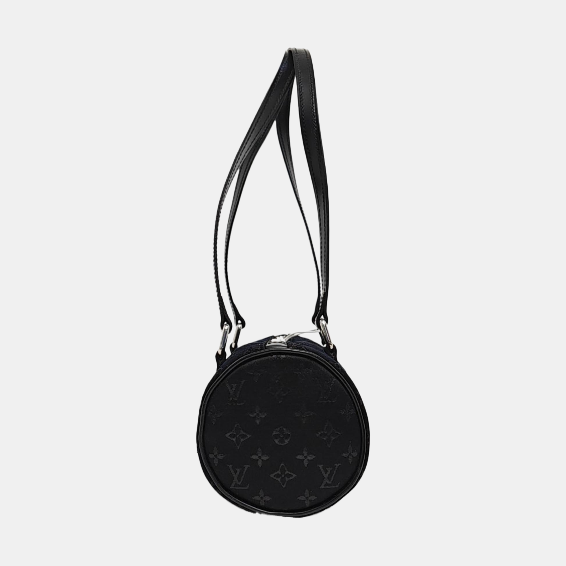 Authenticated pre-owned  PAPILLON 19 Monogram Silk Satin Black - Top Handle Bag at Looply