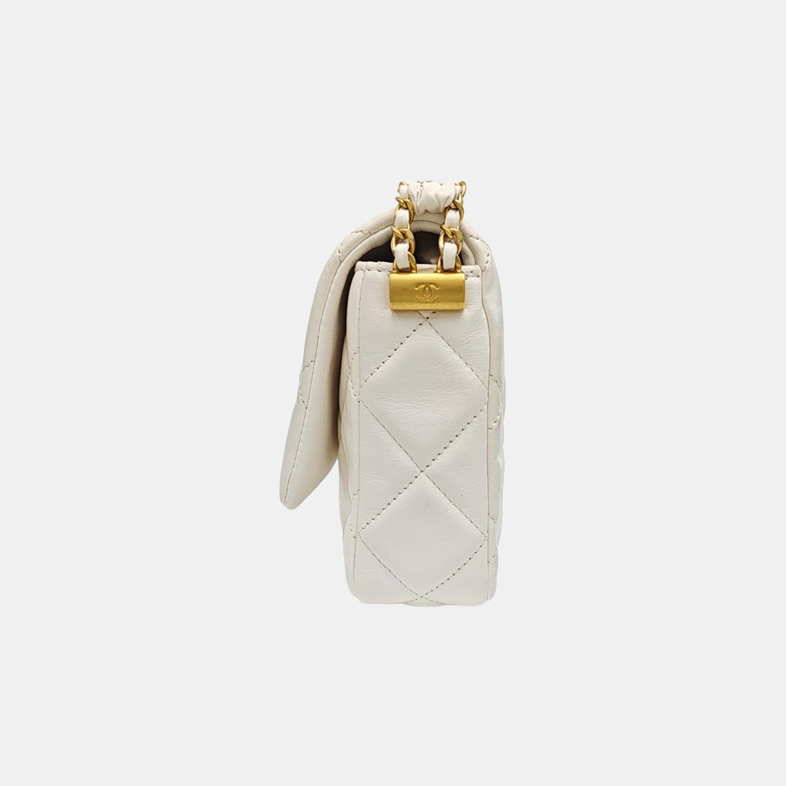 CHANEL 19 Small Quilted Calfskin White