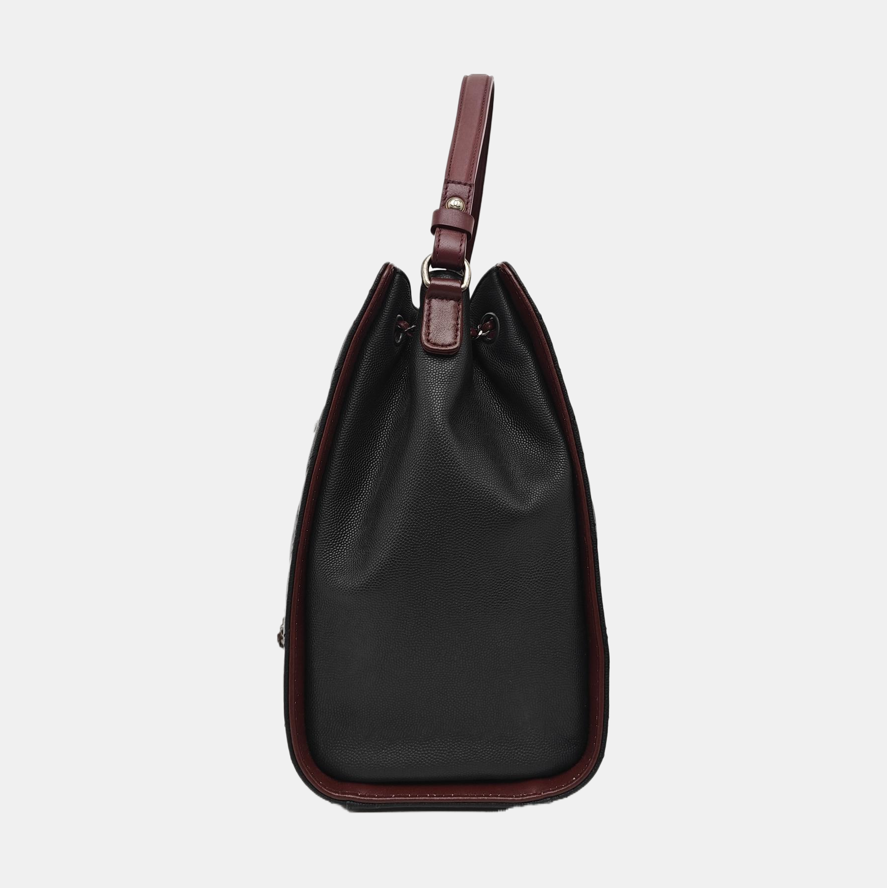 Quilted Grained Calfskin Shoulder Bag Black
