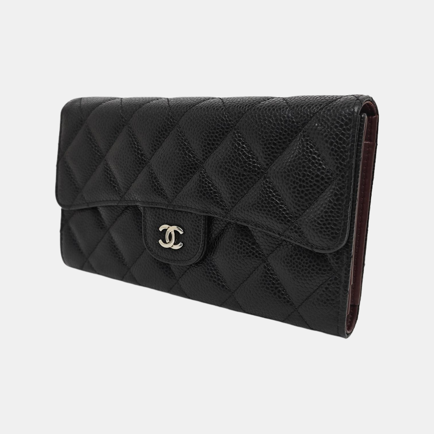 CLASSIC FLAP Mini Quilted Grained Calfskin Black Wallet