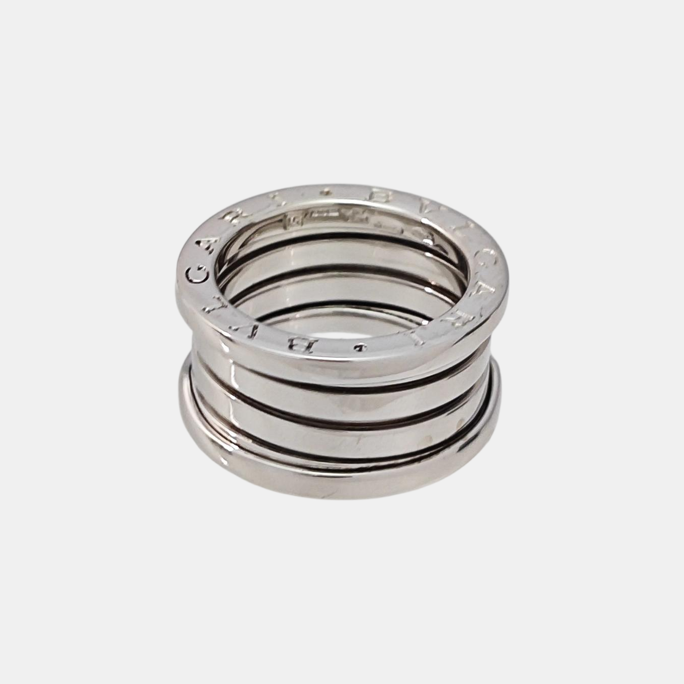 B.ZERO1 18k White Gold Silver Ring EU 51